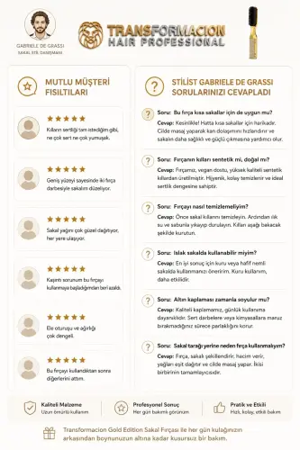 Gold Edition 2'si 1 Arada Profesyonel Sakal Fırçası ve Tarağı - Çift Taraflı, Anti-Statik Şekillendirici 721411 - GOLD - 4