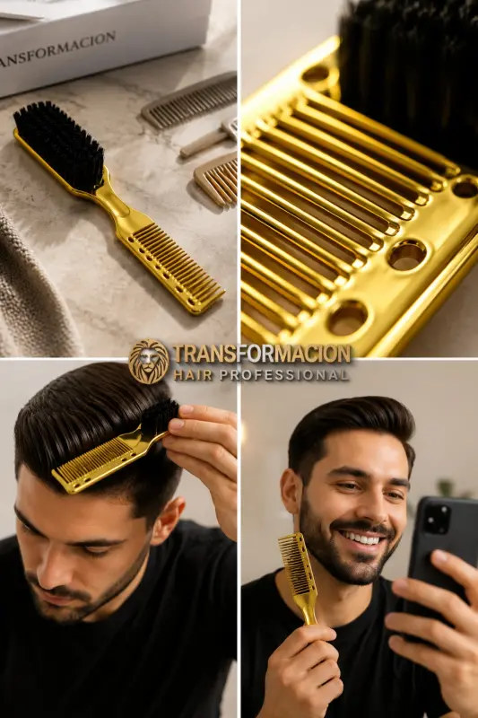 Gold Edition 2'si 1 Arada Profesyonel Sakal Fırçası ve Tarağı - Çift Taraflı, Anti-Statik Şekillendirici 721411 - GOLD - 6