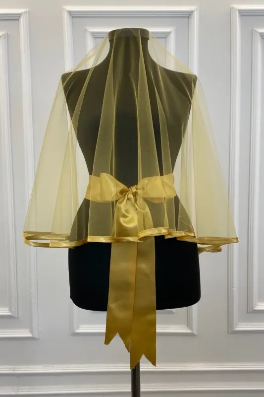 Gold Henna Veil, Gold Edged Bridal Veil Set - EDGEDGOLD - 5