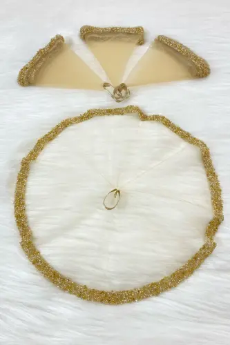 Gold Kelin Kuyov Ro‘molchasi, To‘y Halay Kelinchak Xina Sunnat Ro‘molchasi, Shisha Munchoq va Pul Bosmali-Gold - 2