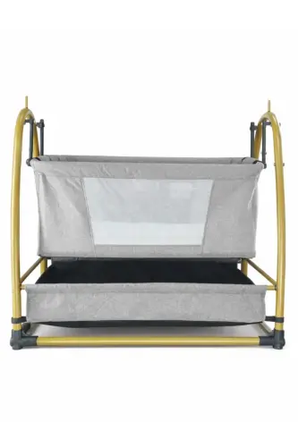 Gold Keten Kumaş Sallanabilir Sabitlenebilir Portatif Hamak Sepet Beşik-Kahverengi - 3