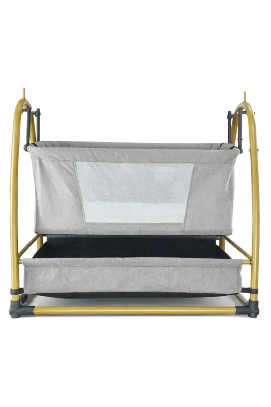 Gold Keten Kumaş Sallanabilir Sabitlenebilir Portatif Hamak Sepet Beşik-Kahverengi - 3