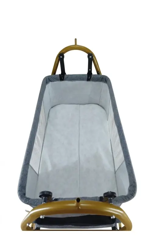 Gold Keten Kumaş Sallanabilir Sabitlenebilir Portatif Hamak Sepet Beşik-Kahverengi - 6