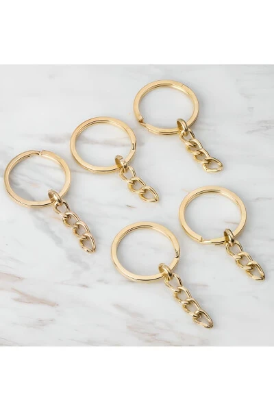 Gold Keyring Ring Chain 2.5 Cm 50 Pieces - KEZBAN TEKSTIL