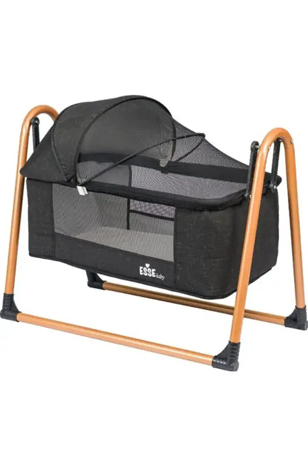 Gold Luxury Rocking Portable Linen Fabric Basket Cradle Hammock Bed - 1