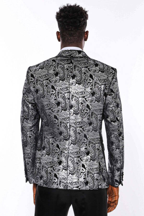 Gold Patterned Over Grey Men Prom Blazer - Wessi - 6