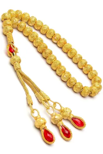 Gold Plated 42.5 Gr Full 1000 Fineness Silver Kazaziye Tesbih - 3