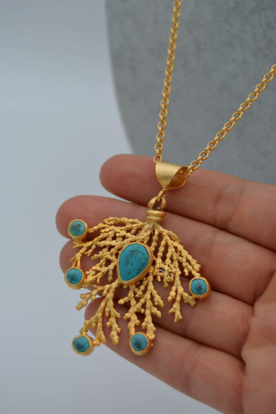 Gold Plated Turquoise Stone Women's Necklace - 2