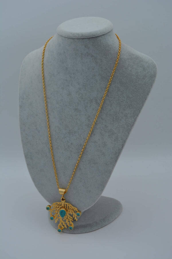 Gold Plated Turquoise Stone Women's Necklace - 3