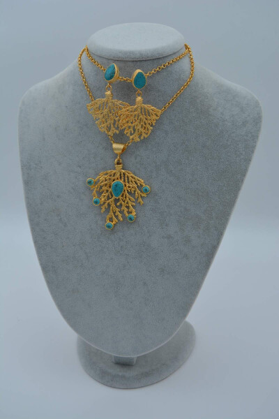 Gold Plated Turquoise Stone Women's Necklace - 4