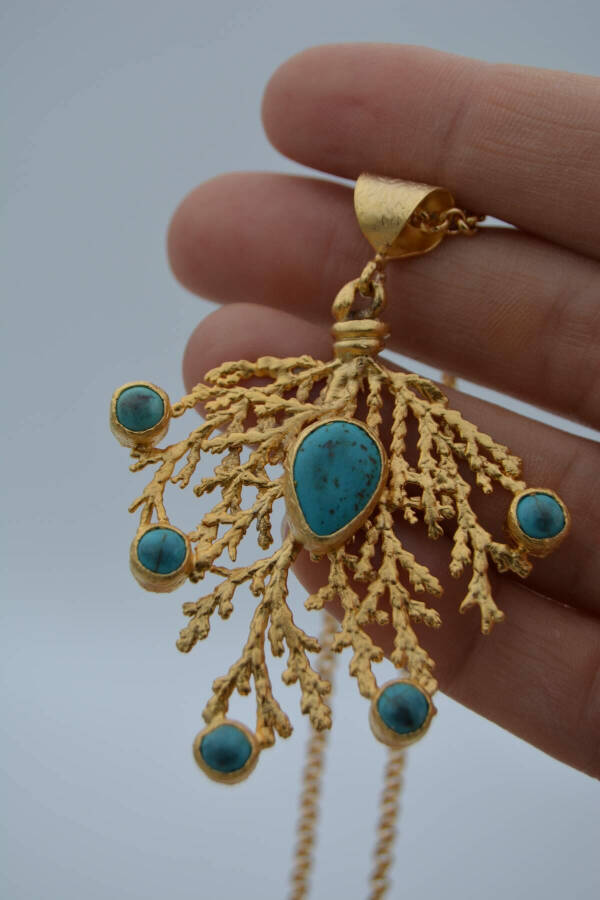 Gold Plated Turquoise Stone Women's Necklace - 5