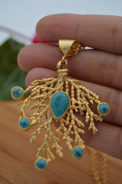 Gold Plated Turquoise Stone Women's Necklace - 6