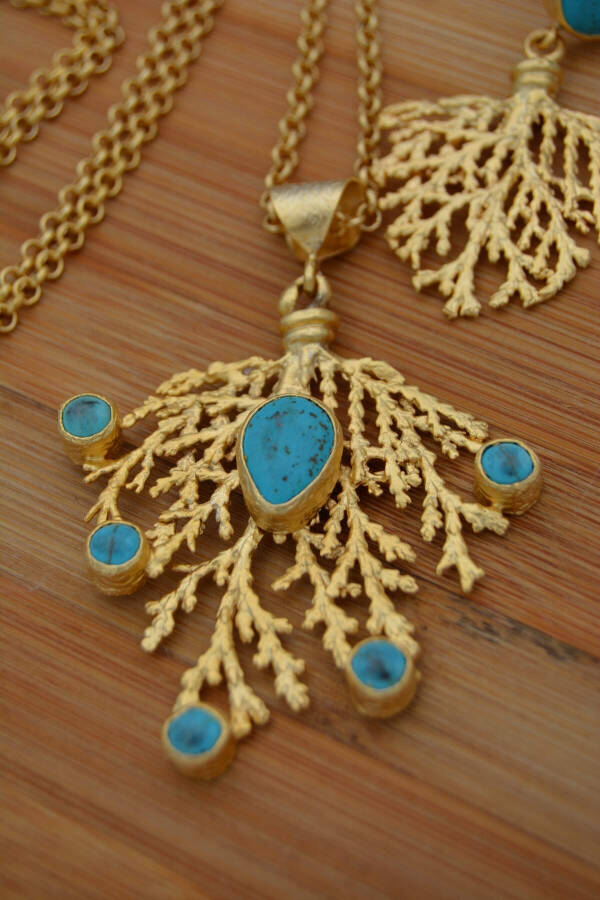 Gold Plated Turquoise Stone Women's Necklace - 8