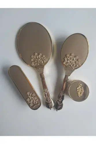 Gold Renk Gelin Bohçası Ayna Tarak Set Takım / Çeyizlik-Gold - 1