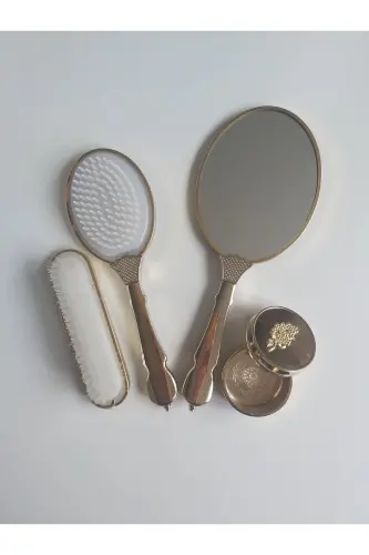 Gold Renk Gelin Bohçası Ayna Tarak Set Takım / Çeyizlik-Gold - 3