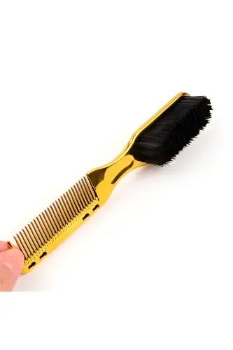 Gold Sakal Bıyık Tarama Fırçası Çift Taraflı Sakal Tarak ve Fırça – Şekillendirici, Anti-Statik-ALTIN - 4