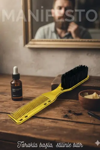 Gold Sakal Bıyık Tarama Fırçası Çift Taraflı Sakal Tarak ve Fırça – Şekillendirici, Anti-Statik-ALTIN 