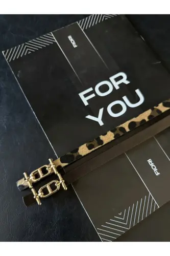 Gold Tokalı İnce Kemer, Pantolon Kemeri, Gömlek Kemeri, Ceket Kemeri-Kahve - 3