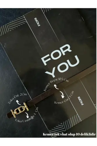 Gold Tokalı İnce Kemer, Pantolon Kemeri, Gömlek Kemeri, Ceket Kemeri-Kahverengi 