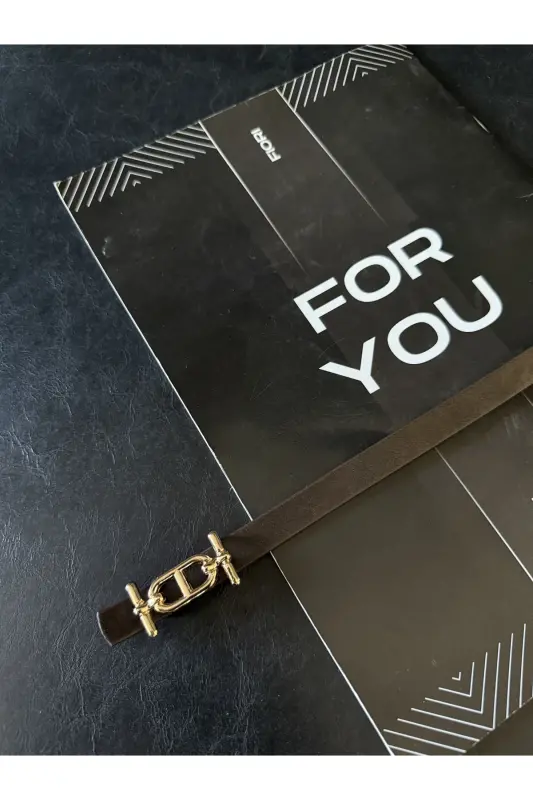 Gold Tokalı İnce Kemer, Pantolon Kemeri, Gömlek Kemeri, Ceket Kemeri-Kahverengi - 2