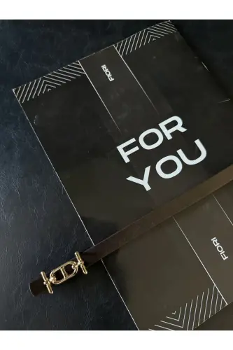 Gold Tokalı İnce Kemer, Pantolon Kemeri, Gömlek Kemeri, Ceket Kemeri-Kahverengi - 3