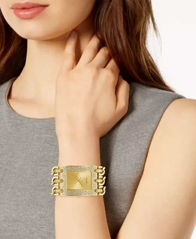 Gold-Tone Stainless Steel Chain Bracelet Watch 39x47mm-Gold - 4