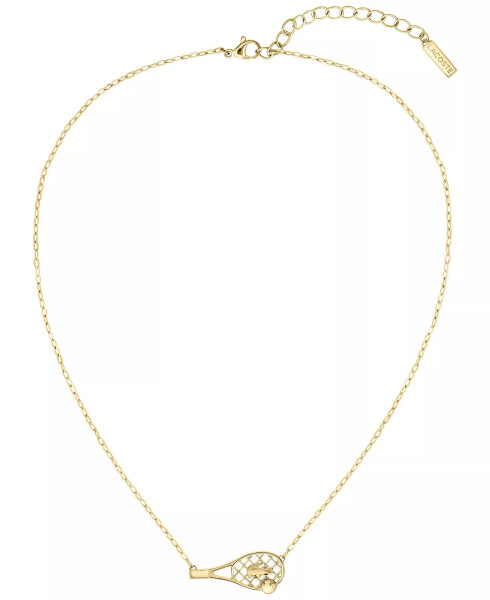 Gold Tone Tennis Racket Necklace Gold - 1