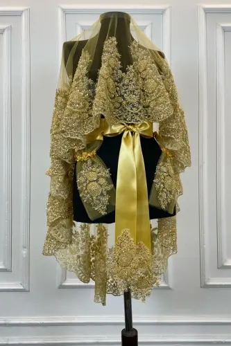 Gold VIP Deluxe Kelinlik Fata Seti, Xina Fatasi 6 Qismdan Ibora To'liq Set-Gold 