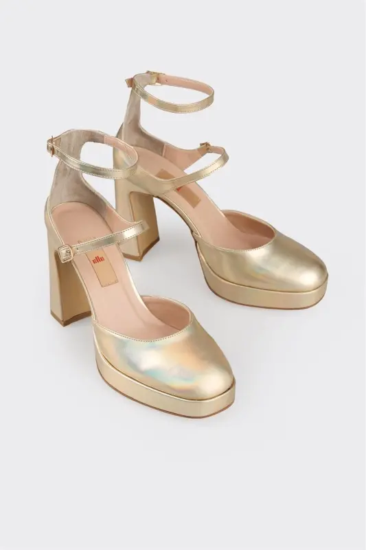 Gold Women's High Heel Shoes - 2