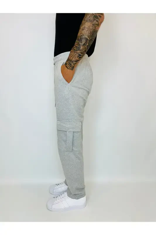 Golden Baggy cargo pocket sweatpants-baggygray - 3