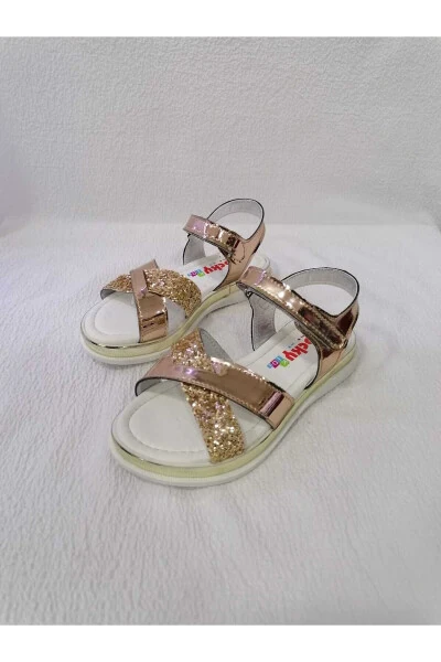 Golden Mirror Padded Sole Girls Sandals - 4