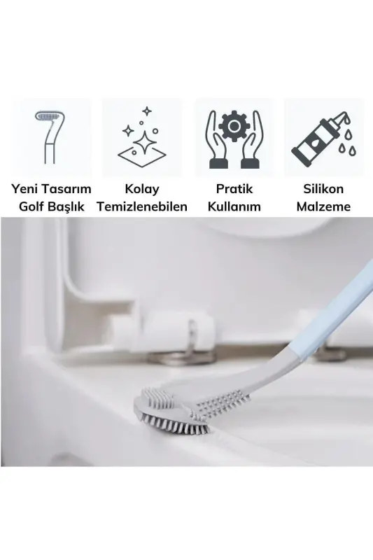Golf Designed Silicone Bathroom Toilet Bowl Cleaning Brush and Holder Set - 7