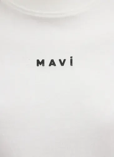 Голубая футболка женская с круглым вырезом сломанный белый M1612518-70057-MAVI ПЕЧАТНЫЙ T-SHIRT - 5