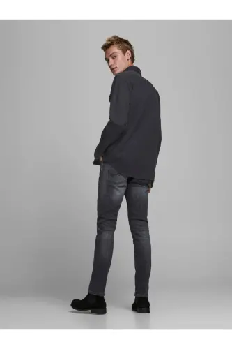 Jack&Jones Minimalist Uzun Kol Regular Fit Erkek Denim Gömlek-Siyah - 4