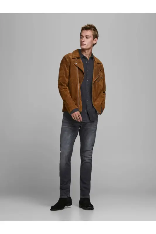 Jack&Jones Minimalist Uzun Kol Regular Fit Erkek Denim Gömlek - Siyah - 4