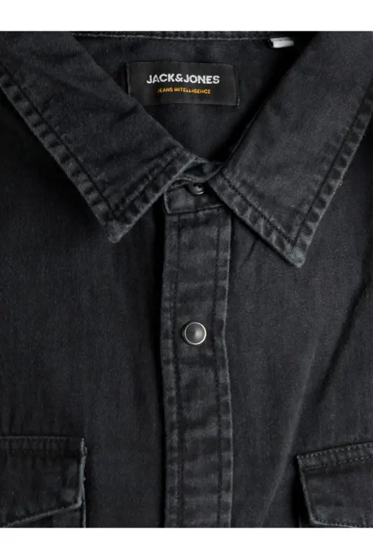 Jack&Jones Minimalist Uzun Kol Regular Fit Erkek Denim Gömlek - Siyah - 6