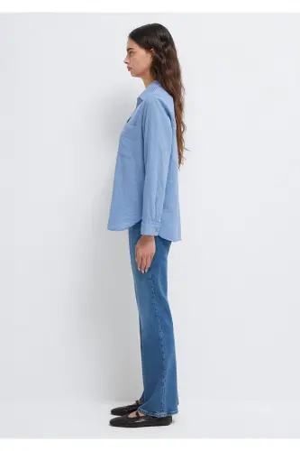 Gömlek Loose Fit / Bol Rahat Kesim 1211114-70853-Mavi - 4