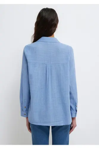 Gömlek Loose Fit / Bol Rahat Kesim 1211114-70853-Mavi - 5