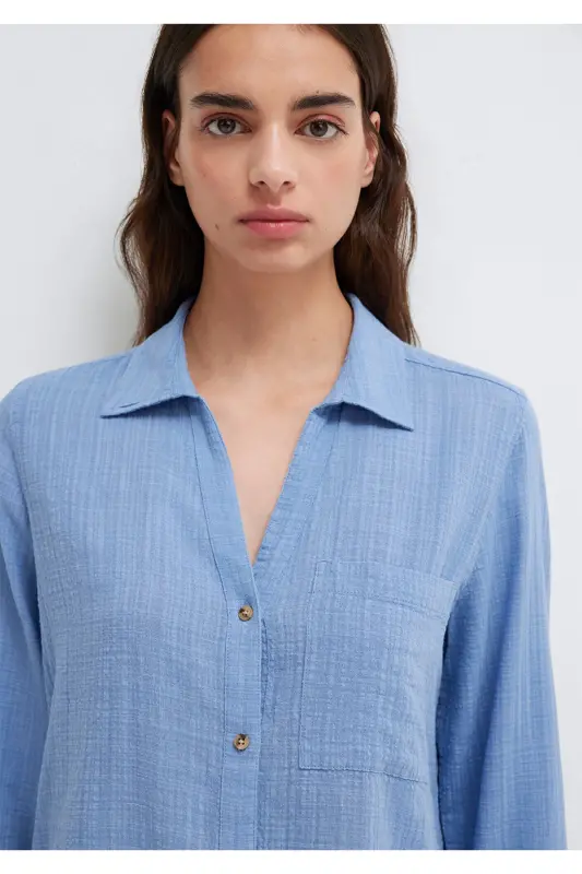 Gömlek Loose Fit / Bol Rahat Kesim 1211114-70853-Mavi - 6