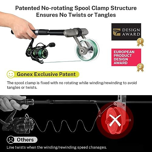 Gonex Fishing Line Spooler with Unwinding Function Installation-Free Fishing line Winder Spooler for Spinning Reel Cast Reel and Spincast Reel Spool Spooling Station System - 3