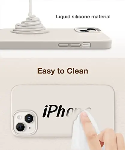 GONEZ Чехол для iPhone 14 Силиконовый, с 2x Защитным стеклом + 2x Защитным стеклом для камеры, [Мягкая антицарапающая микрофибровая подкладка], Жидкий силиконовый ударопрочный защитный чехол для телефона 6.1 