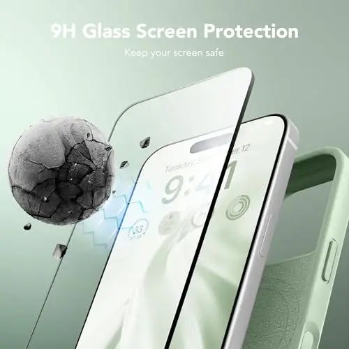 GONEZ Чехол для iPhone 16 Pro, [Совместим с MagSafe] Подкладка из микрофибры и защитная пленка, силиконовое управление камерой, ударопрочный тонкий чехол 6.3 дюйма, пастельно-зеленый - 4
