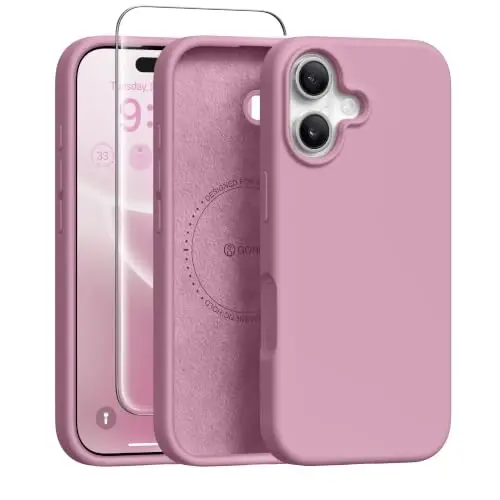 GONEZ Чехол с магнитом для iPhone 16, силиконовый, цвет черной смородины | Совместим с MagSafe, кнопкой камеры и защитным экраном, подкладка из микрофибры, 3 слоя, мягкий гель, ударопрочный, тонкий, 6,1 дюйма 