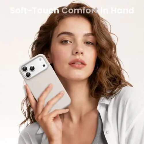 GONEZ Чехол с магнитом для iPhone 17 Pro, силиконовый, цвет «камень» | Совместим с MagSafe, кнопкой камеры и защитным стеклом, подкладка из микрофибры, 3 слоя, мягкий гель, ударопрочный, тонкий, 6,3 дюйма - 2