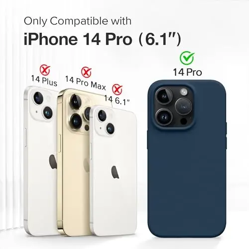 GONEZ for iPhone 14 Pro Case, Compatible with Magsafe, with Screen Protector + Camera Lens Protector, Soft Anti-Scratch Microfiber Lining, Shockproof Liquid Silicone Phone Cover, Dark Blue - 2