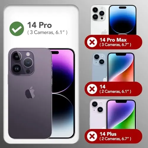 GONEZ for iPhone 14 Pro Case, Compatible with Magsafe, with Screen Protector + Camera Lens Protector, Soft Anti-Scratch Microfiber Lining, Shockproof Liquid Silicone Phone Cover, Deep Purple - GONEZ (1)