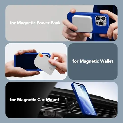 GONEZ for iPhone 14 Pro Case, Compatible with Magsafe, with Screen Protector + Camera Lens Protector, Soft Anti-Scratch Microfiber Lining, Shockproof Liquid Silicone Phone Cover, Klein Blue - 5