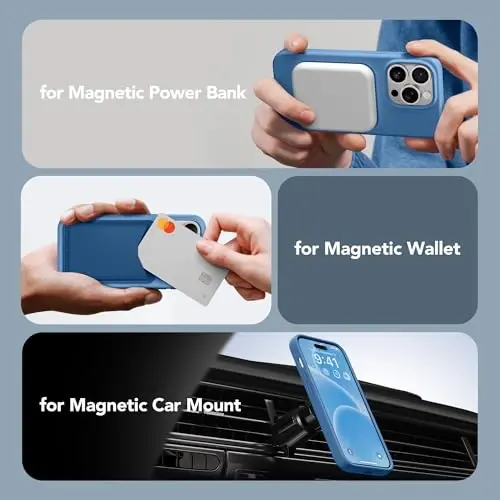 GONEZ for iPhone 14 Pro Case, Compatible with Magsafe, with Screen Protector + Camera Lens Protector, Soft Anti-Scratch Microfiber Lining, Shockproof Liquid Silicone Phone Cover, Lake Blue - 4