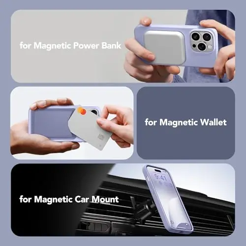 GONEZ for iPhone 14 Pro Case, Compatible with Magsafe, with Screen Protector + Camera Lens Protector, Soft Anti-Scratch Microfiber Lining, Shockproof Liquid Silicone Phone Cover, Lilac - 5