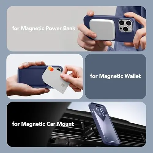 GONEZ for iPhone 14 Pro Case, Compatible with Magsafe, with Screen Protector + Camera Lens Protector, Soft Anti-Scratch Microfiber Lining, Shockproof Liquid Silicone Phone Cover, Midnight Blue - 4